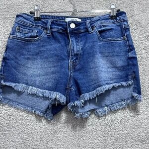 Just Black Denim Cut Short Women's Size Medium Navy Blue Cotton Button 5 Pockets